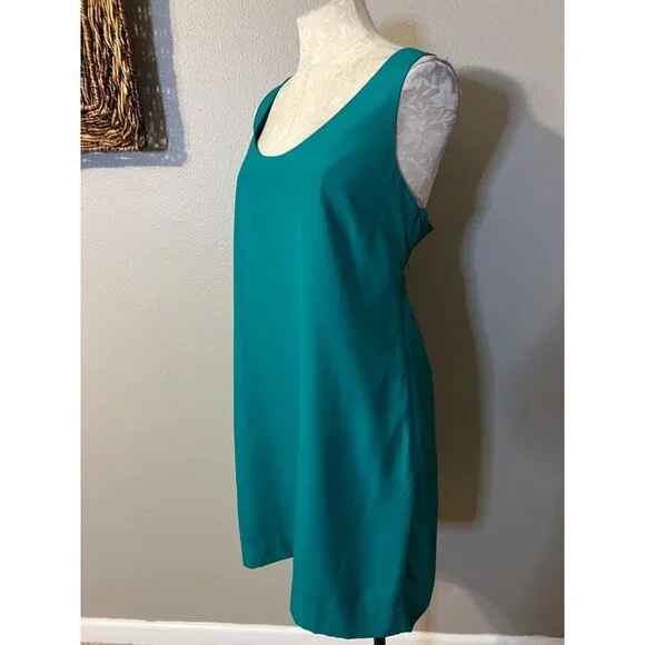 J Crew Dress Kelly Green 12 Faux Silk Racerback Side Zip Shift Sleeveless NWT - Picture 7 of 8
